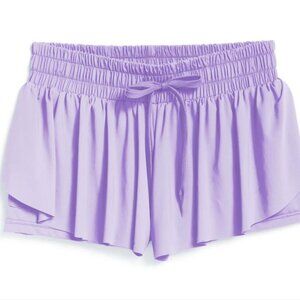 Leftear Athletic Dance Shorts Lined Skirt Lavender Youth Girl's L Nylon Spandex